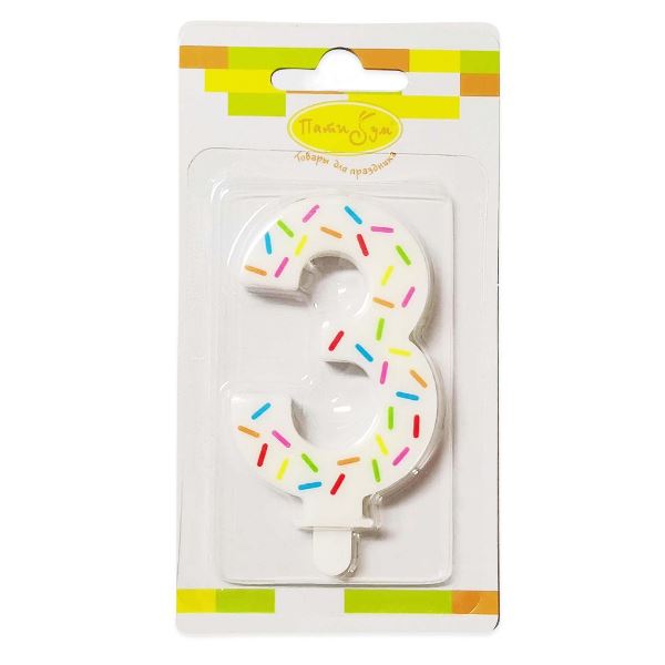 MС Свеча Цифра 3 Искры 7,5см