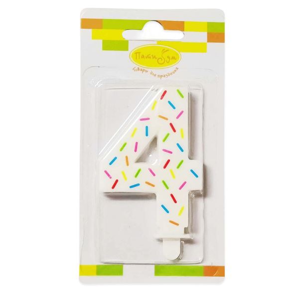 MС Свеча Цифра 4 Искры 7,5см