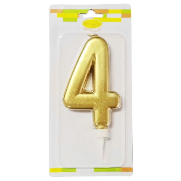 MС Свеча Цифра 4 Gold 12см