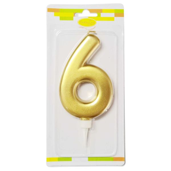 MС Свеча Цифра 6 Gold 12см