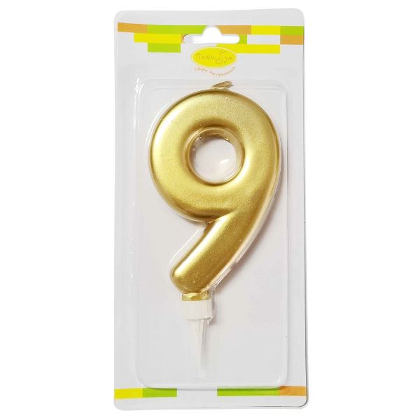 MС Свеча Цифра 9 Gold 12см