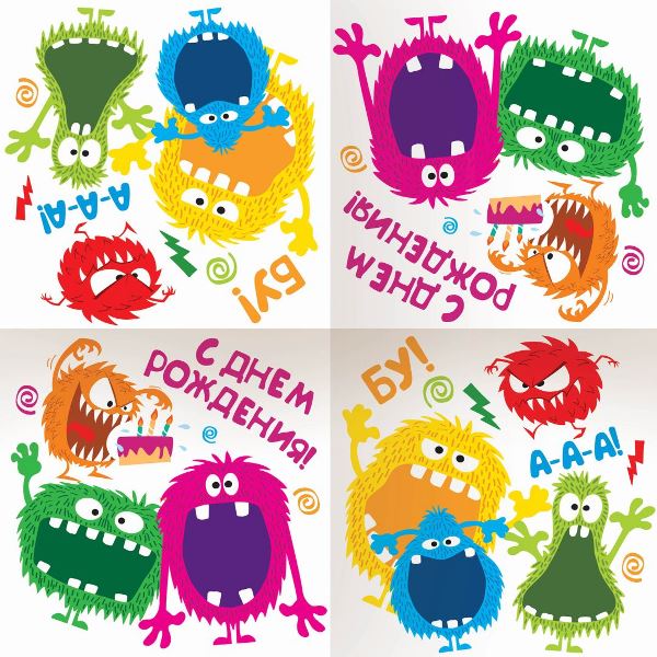 P Салфетки Монстрики 33см X 33см 12шт