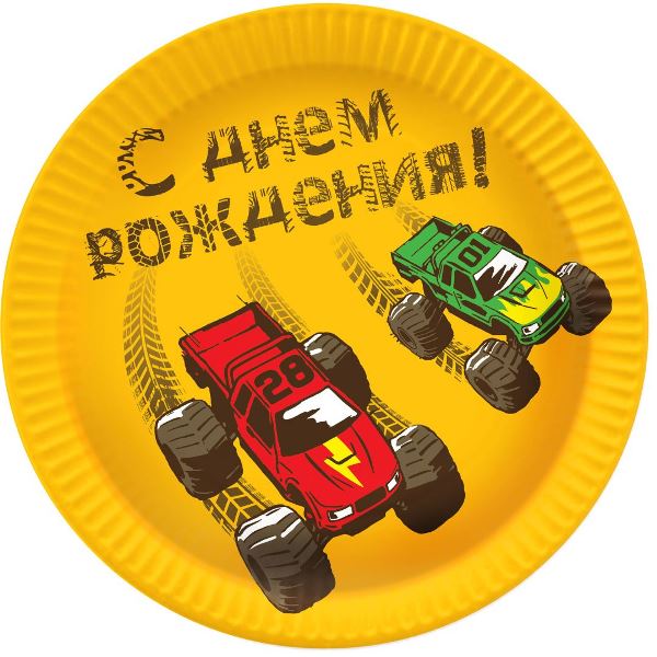 P Тарелки бумажные Тачки Монстры Трак 18см 6шт