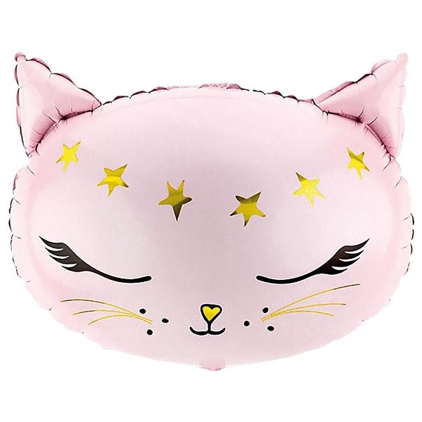 Y Фигура Голова кошки, розовая  19''/48см шар фольга