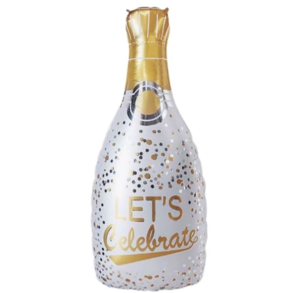 Y Фигура бутылка Шампанское Праздничное конфетти, белая 39''/98см шар фольга