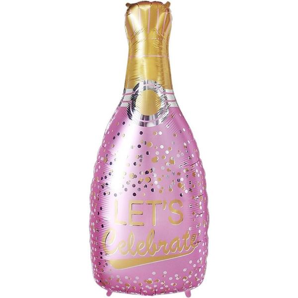 Y Фигура бутылка Шампанское Праздничное конфетти, розовая 39''/98см шар фольга