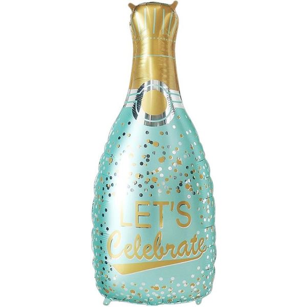 Y Фигура бутылка Шампанское Праздничное конфетти, голубая 39''/98см шар фольга