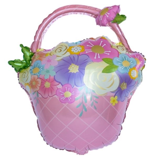 Y Фигура Цветочная корзина розовая 26/67см шар фольга