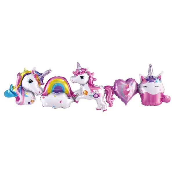 Y Фигура Гирлянда Волшебные Единороги 40/102см шар фольга