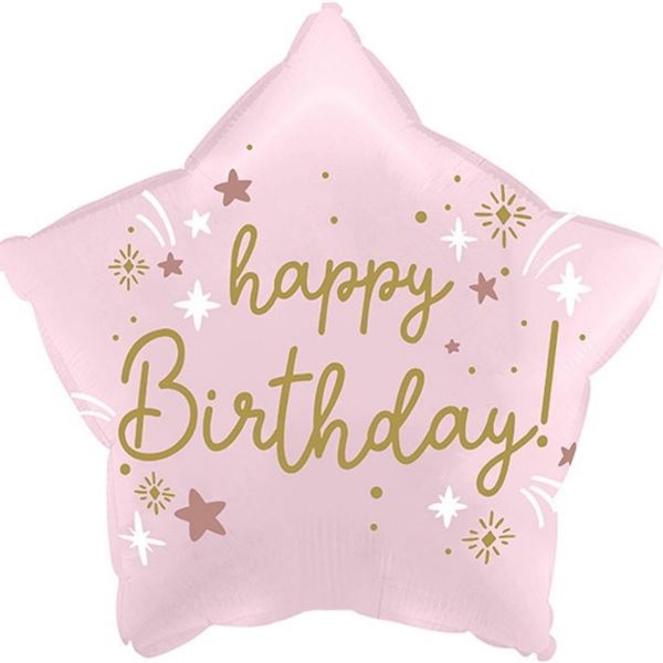 Y Звезда Happy Birthday, розовая 18/45см шар фольга