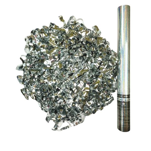 AC 40см Пневмохлопушка Серебряный серпантин