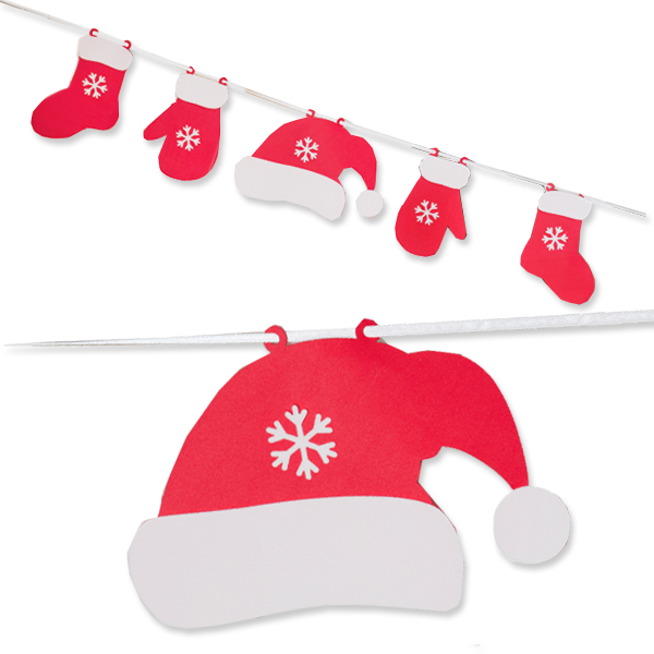 PR Гирлянда Новогодняя Красно-белая Колпак, Варежки, Валенки 115см