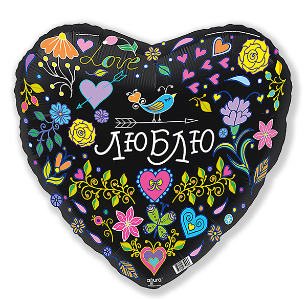 AU Сердце 442 Черное Признание в любви 18/45см ( Agura, Россия )