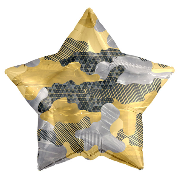 AU Звезда 613 Камуфляж Золото/Графит 21/52см шар фольга ( Agura, Россия )