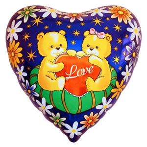 FM Сердце И-11 Влюбленные мишки на подушке 18/45см шар фольга