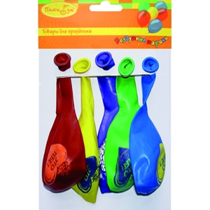 воздушные шары, упаковки с хедером,M 12/30см Упаковка с хедером Х-53 Пастель+Декоратор (шелк.) 1 ст. рис Детская тематика 5шт шар латекс