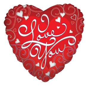 воздушные шары, шары из фольги, Сердце 469 Любовь Орнамент 18/45см шар фольга