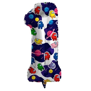 AU Фигура Цифра 1 Космонавтики 32/81см шар фольга