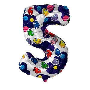 AU Фигура Цифра 5 Космонавтики 32/81см шар фольга