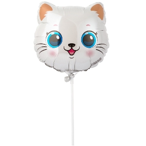 FM Мини Фигура И-703 Голова Кота 20х22см шар фольга