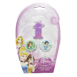 MC Свечи для торта (цифра 1, медальоны 2шт) Дисней Принцессы