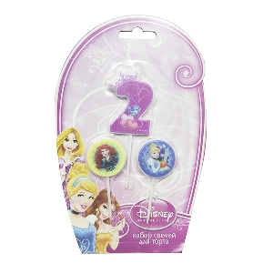MC Свечи для торта (цифра 2, медальоны 2шт) Дисней Принцессы