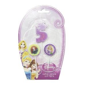 MC Свечи для торта (цифра 5, медальоны 2шт) Дисней Принцессы