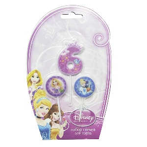 MC Свечи для торта (цифра 6, медальоны 2шт) Дисней Принцессы