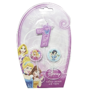 MC Свечи для торта (цифра 7, медальоны 2шт) Дисней Принцессы