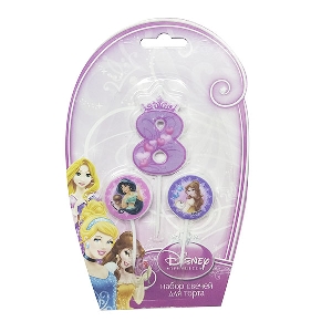 MC Свечи для торта (цифра 8, медальоны 2шт) Дисней Принцессы