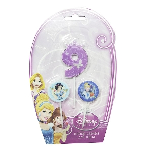 MC Свечи для торта (цифра 9, медальоны 2шт) Дисней Принцессы