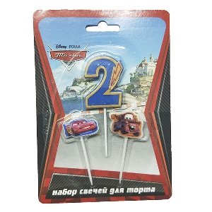 MC Свечи для торта (цифра 2, тачки 2шт) Дисней Тачки