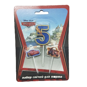 MC Свечи для торта (цифра 5, тачки 2шт) Дисней Тачки