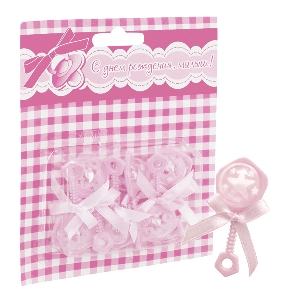 Y Фигурка декоративная Погремушка розовая 6,5см 6шт итай