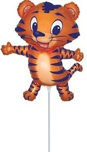 воздушные шары, шары из фольги, FM Мини Фигура гр.4 И-266 Тигрёнок синие полоски 31см*26см шар фольга