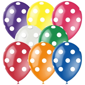 M 12/30см Декоратор (шелк) 5 ст. рис Горошек ассорти яркое 8цв 25шт шар латекс ( Latex Occidental, Мексика )