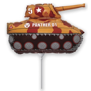 воздушные шары, шары из фольги, FM Мини Фигура И-326 Танк оранжевый  26см x 30см шар фольга