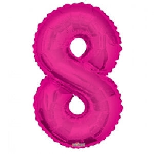 воздушные шары, шары цифры, FM Фигура Цифра 8 розовая 40/102см шар фольга