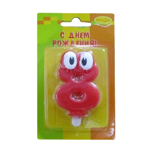 MC Свеча Цифра 8 Красная С глазками 6,5см