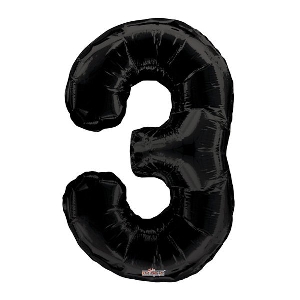 K Фигура Цифра 3 черная 34/86см шар фольга