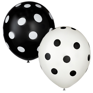 M 12/30см Декоратор (шелк) 5 ст. рис Горошек ассорти черно-белое 25шт ( Latex Occidental, Мексика )