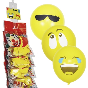 M CS 12/30см Пастель (шелк) ЖЕЛТЫЙ 1 ст. 3 цв. рис Эмоции Смайл 5шт (шар латекс)