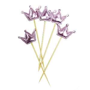 Y Шпажки для канапе/капкейков Корона розовая 11.5 см 5шт