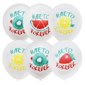 M 12/30см Пастель (растр) WHITE 1 ст.2 цв. рис Лето Forever 25шт  шар латекс