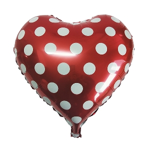 Y Сердце 43 RED Горошек белый 18/45см