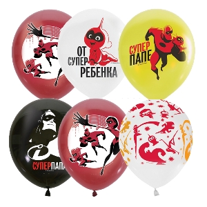 M 12/30см П+Д (шелк) ассорти рис Дисней Суперсемейка для Папы 25шт шар латекс ( Latex Occidental, Мексика )