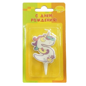 MC Свеча Цифра 5 Единорог 5см