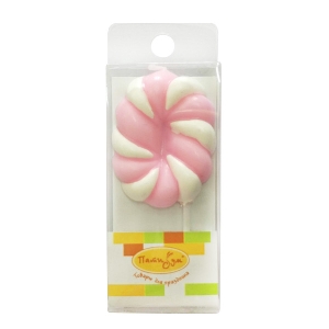 MC Свеча Цифра 0 Леденец розовый 4,8см