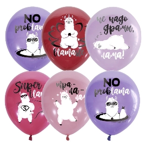 MP 12/30см Пастель+Декоратор (шелк) 1 ст. 2 цв.рис Лама 25шт шар латекс