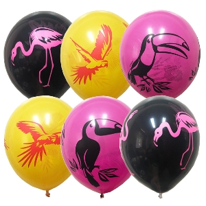 MP 12/30см Декоратор (шелк) 4 ст. рис Тропические птицы 25шт шар латекс